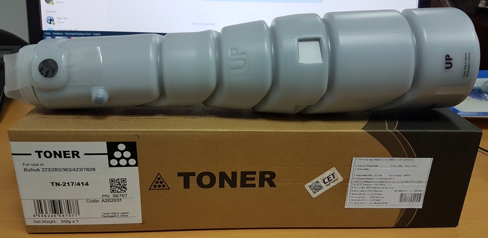 Mực TN-414 Minolta Bizhub 223 283 363 423 512g chính hãng giá tốt